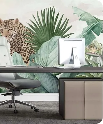 tropical office mural